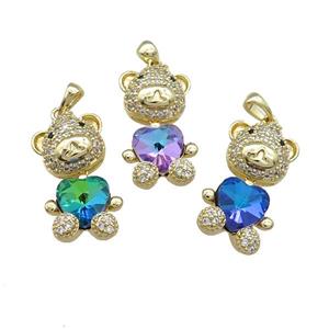 Copper Mouse Pendant Pave Zircon Crystal Glass Gold Plated, approx 14-27mm