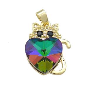 Copper Mouse Pendant Pave Crystal Glass Zircon Gold Plated, approx 14mm, 14-22mm
