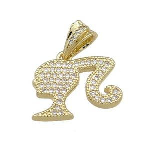 Copper Girls Pendant Pave Zircon Gold Plated, approx 12-18mm