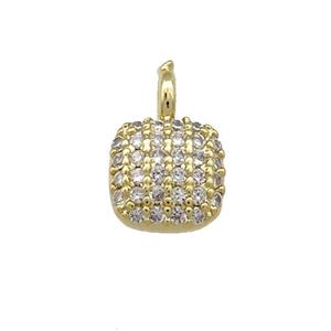 Copper Square Pendant Pave Zircon Gold Plated, approx 7mm