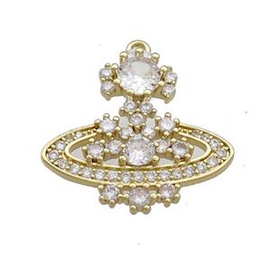 Copper Pendant Pave Zircon Gold Plated, approx 22mm