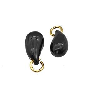 Copper Teardrop Pendant Black Enamel Gold Plated, approx 6-12mm