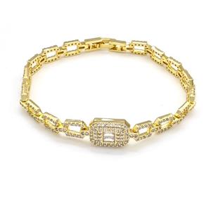 Copper Bracelets Pave Zircon Gold plated, approx 10-14mm, 6-12mm, 17cm