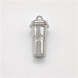 Coffee Cup Charms Copper Pendant Platinum Plated, approx 5-14mm