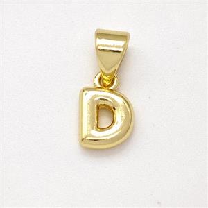 Copper Letter-D Pendant Gold Plated, approx 6-7mm