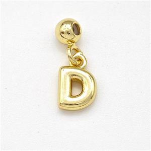 Copper Letter-D Pendant Gold Plated, approx 6-7mm, 4mm, 2mm hole
