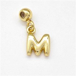 Copper Letter-M Pendant Gold Plated, approx 6-7mm, 4mm, 2mm hole