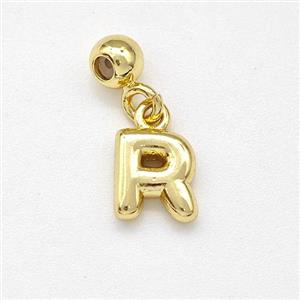 Copper Letter-R Pendant Gold Plated, approx 6-7mm, 4mm, 2mm hole