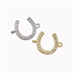 Copper Horseshoe Connector Micropave Zirconia Mixed, approx 10mm