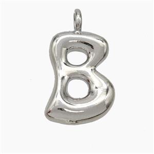Copper Letter-B Pendant Platinum Plated, approx 13-18mm
