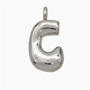 Copper Letter-C Pendant Platinum Plated, approx 13-18mm