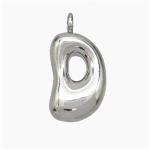 Copper Letter-D Pendant Platinum Plated, approx 13-18mm