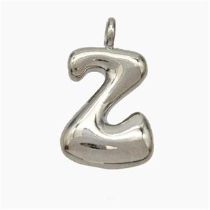 Copper Letter-Z Pendant Platinum Plated, approx 13-18mm