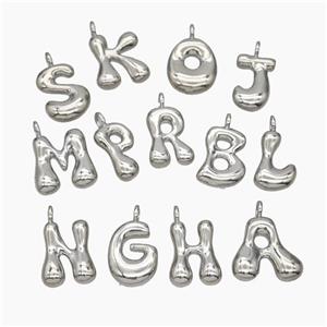 Copper Alphabet Pendant Mix Letters Platinum Plated, approx 13-18mm