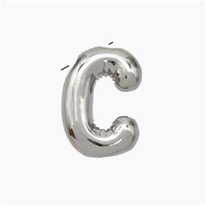 Copper Letter-C Pendant Platinum Plated, approx 10-15mm