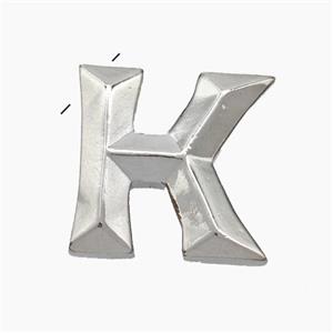 Copper Letter-K Pendant Platinum Plated, approx 15-18mm