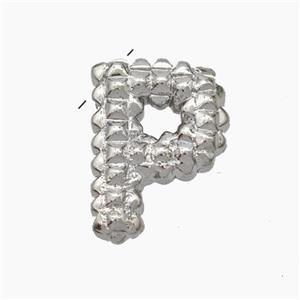 Copper Letter-P Pendant Platinum Plated, approx 13-22mm