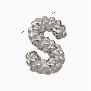 Copper Letter-S Pendant Platinum Plated, approx 13-22mm