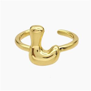 Copper Letter-L Rings Gold Plated, approx 10-15mm, 18mm dia