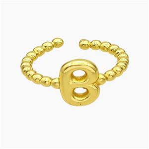Copper Letter-B Rings Gold Plated, approx 8-10mm, 18mm dia