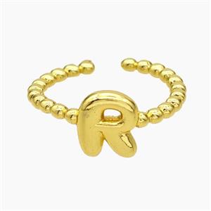 Copper Letter-R Rings Gold Plated, approx 8-10mm, 18mm dia