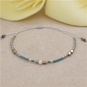 handmade miyuki glass Bracelet with gemstone, adjustable, approx 4mm, 16-24cm length