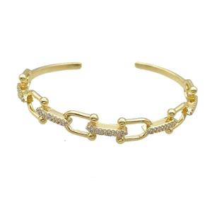 Copper Bangle Pave Zircon Gold Plated, approx 10-12mm, 50-60mm