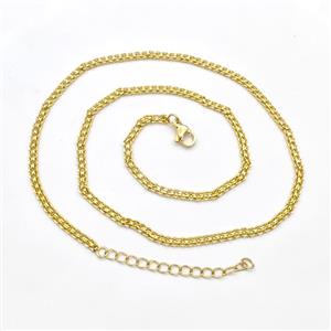 Copper Necklace Chain Gold Plated, approx 1.2x3mm, 43-48cm length