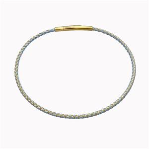 Lt.blue Nylon Cord Bracelet With Stainless Steel Clasp, approx 2mm thickness