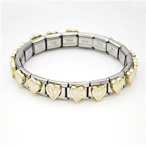 Stainless Steel Module Bracelet Heart, approx 9mm, 17cm length