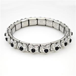 Stainless Steel Module Bracelet Heart, approx 9mm, 17cm length