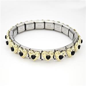 Stainless Steel Module Bracelet Heart, approx 9mm, 17cm length