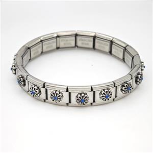 Stainless Steel Module Bracelet Flower, approx 9mm, 17cm length