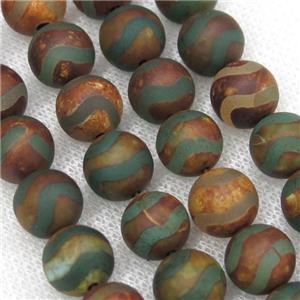 round green tibetan agate beads, wave, matte, approx 8mm dia