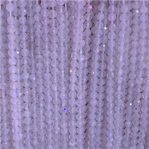 white MoonStone Beads, faceted round, approx 4mm dia