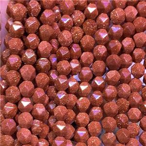 gold SandStone Beads, star-cutting, approx 10mm dia