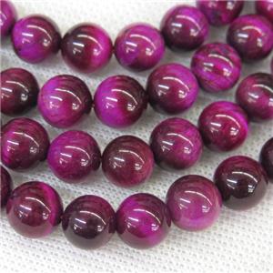 round hotpink Tiger eye stone beads, approx 10mm dia