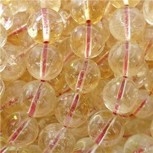 natural Citrine Beads, round, lt.yellow, approx 6mm dia