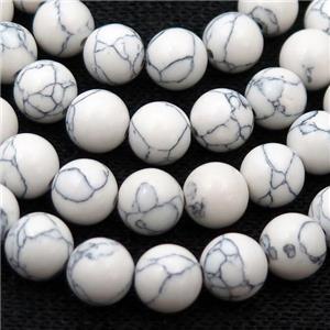 white synthetic Turquoise Beads, round, approx 4mm dia