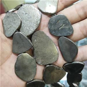 Pyrite slice beads, freeform, approx 20-35mm
