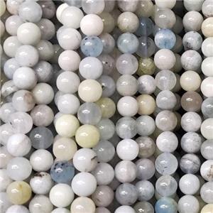 round Aquamarine Beads, B-grade, approx 6mm dia