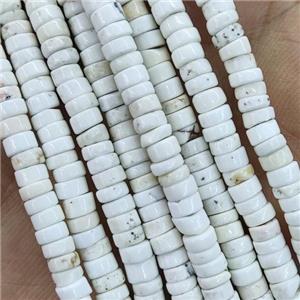 Natural White Magnesite Turquoise Heishi Beads Tiny, approx 2x4mm