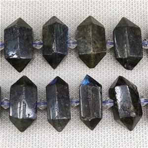 Labradorite Bullet Beads, approx 12-30mm