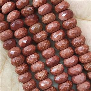 Gold Sandstone Beads Faceted Rondelle, approx 4x6mm