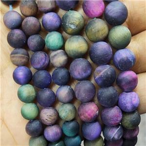 Tiger Eye Stone Beads Matte Round Mixed, approx 10mm dia