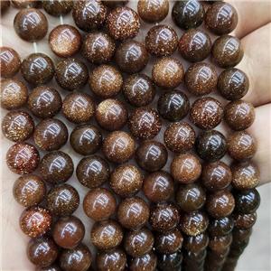 Coffee Sandstone Beads Smooth Round, approx 10mm dia