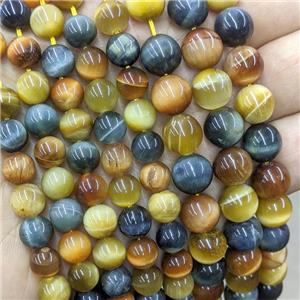 Natural Tiger Eye Stone Beads Dye Mixed Color Smooth Round, approx 12mm