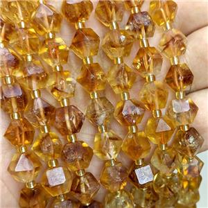 Natural Golden Citrine Beads Dye Cut Bicone, approx 8-10mm