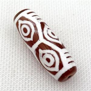 Dzi Agate barrel beads, approx 16-40mm