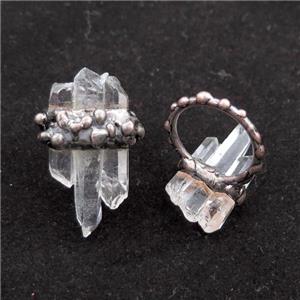 Crystal Quartz Rings, antique red, approx 20-25mm, 22mm dia
